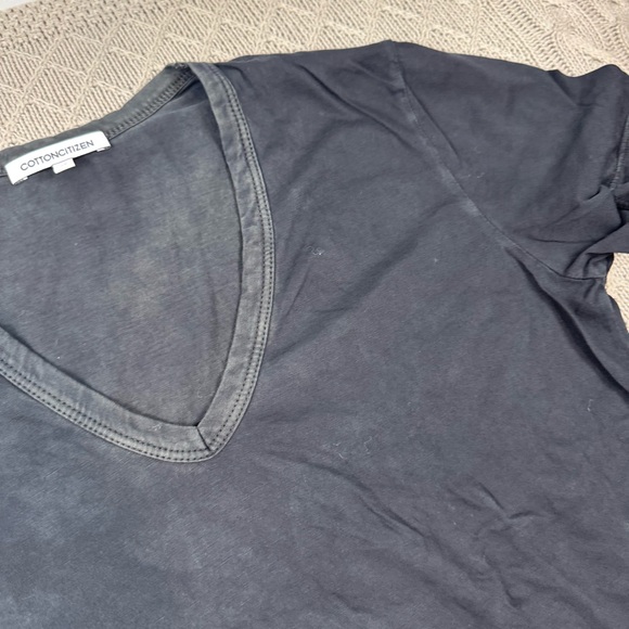Cotton Citizen Vintage Black Standaed V Neck Tee Medium USA Made - Picture 5 of 15